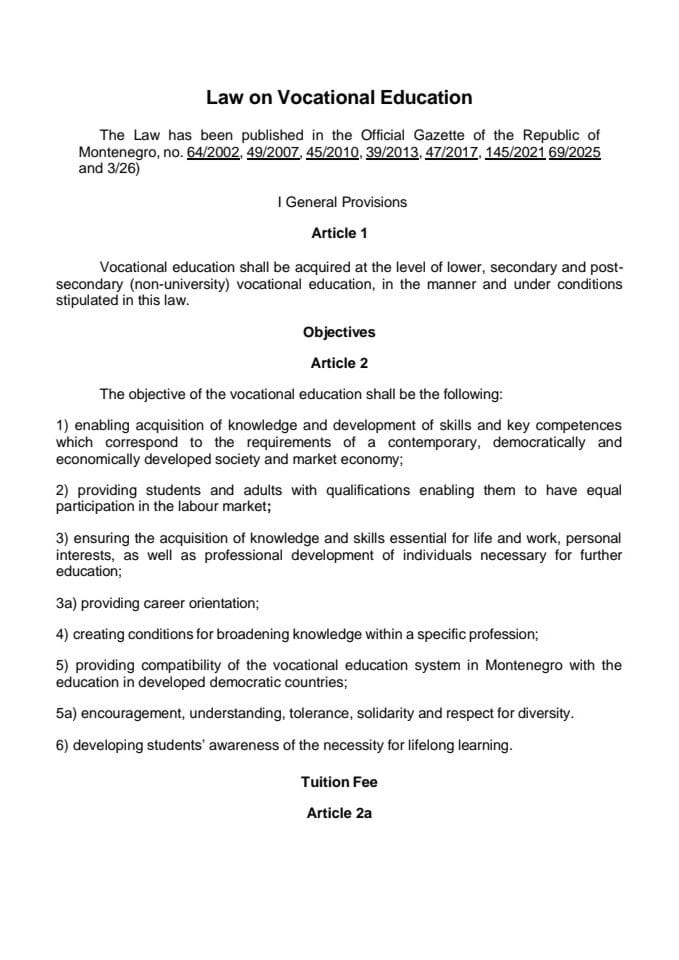 Law on Vocational Education
