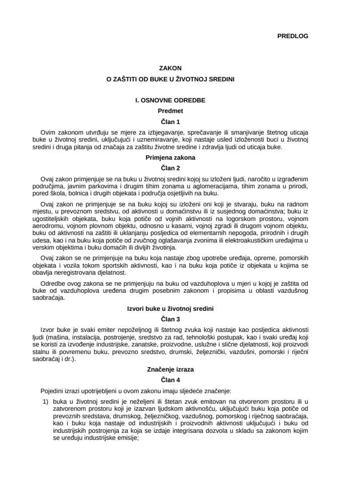 5 Predlog zakona o zaštiti od buke u životnoj sredini