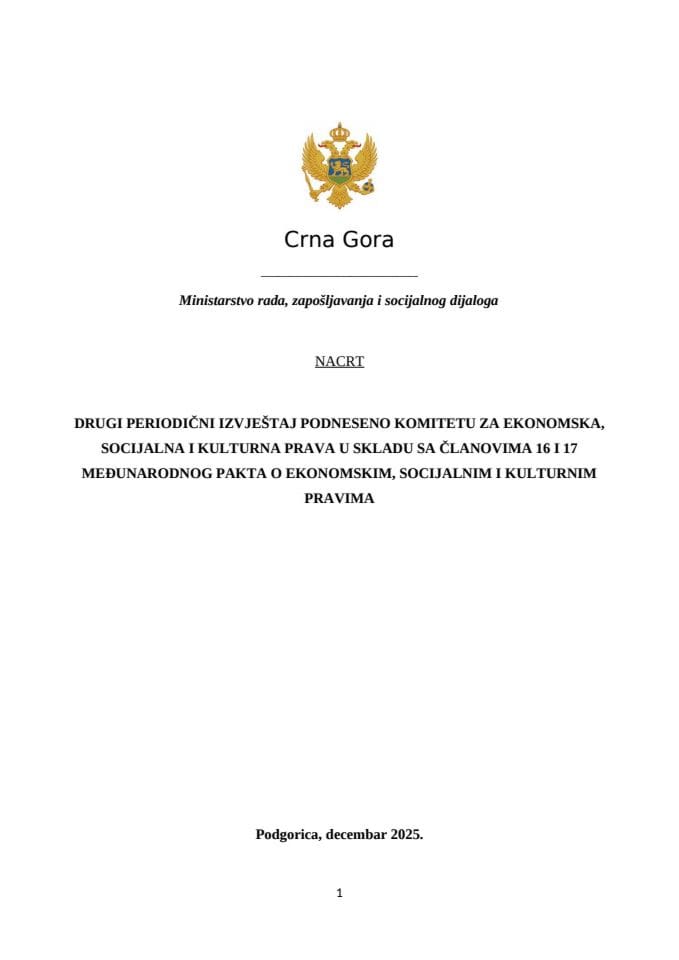 Nacrt Drugog periodičnog izvještaja.16.01.2026