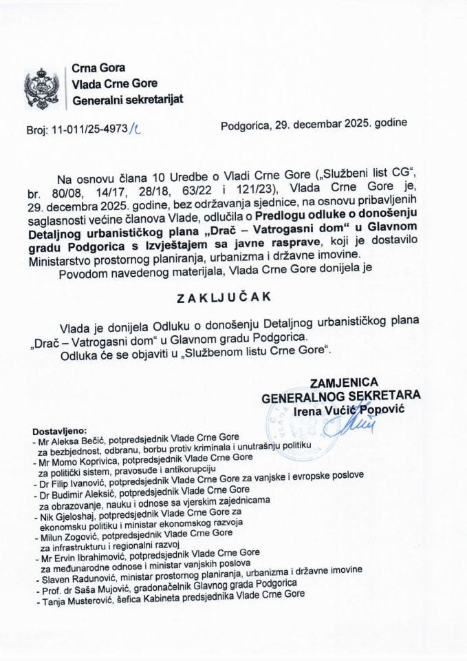 Predlog odluke o donošenju Detaljnog urbanističkog plana „Drač – Vatrogasni dom“ u Glavnom gradu - Podgorica s Izvještajem sa javne rasprave - Zaključci