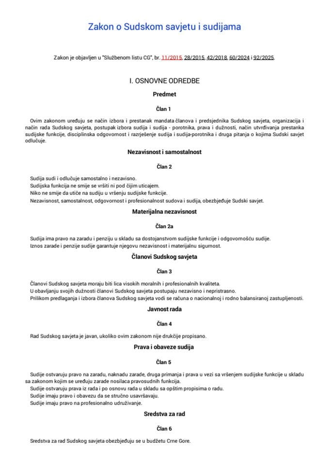Закон о Судском савјету и судијама