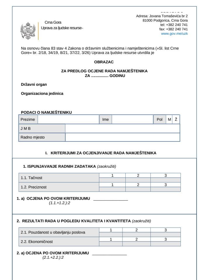 obrazac-za-ocjenjivanje-namjestenika 2026