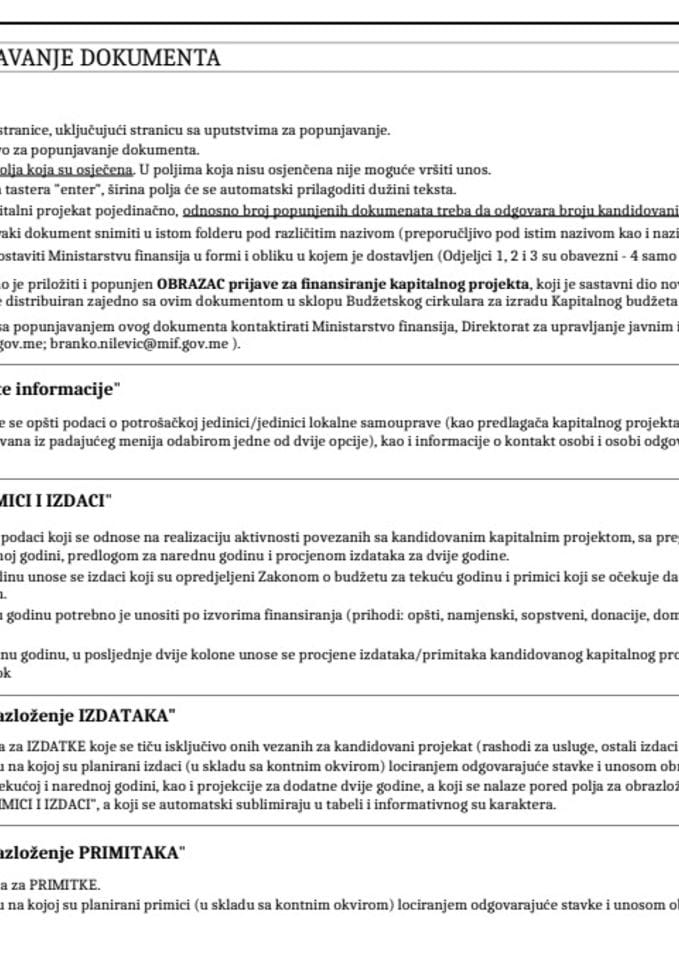 Табеле за припрему капиталног буџета за 2027
