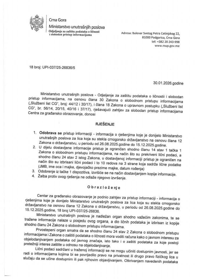 rješenje br. 18-UPI-037/25-26836/5