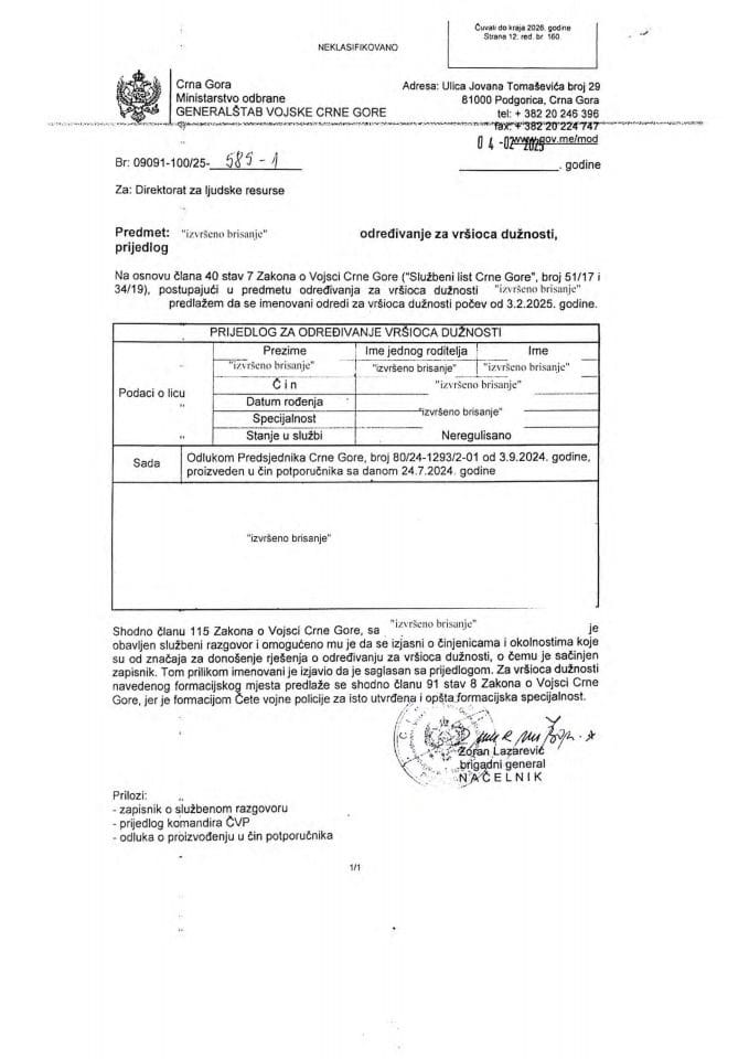 Inf. 1 po rješenju UPI broj:12-037/25-1284/4