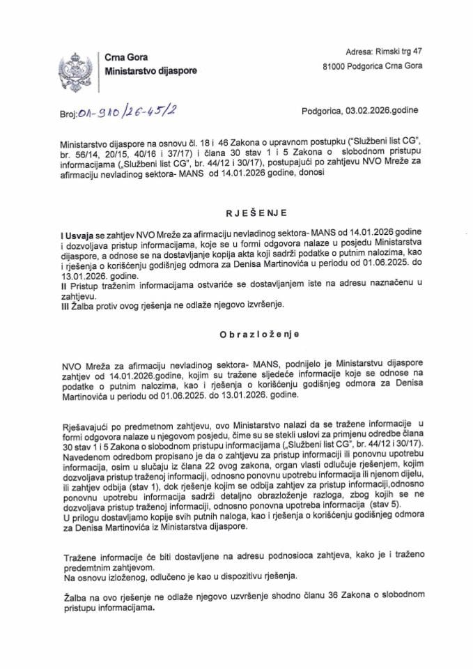 Zahtjev i rješenje 01-910-26-45-2