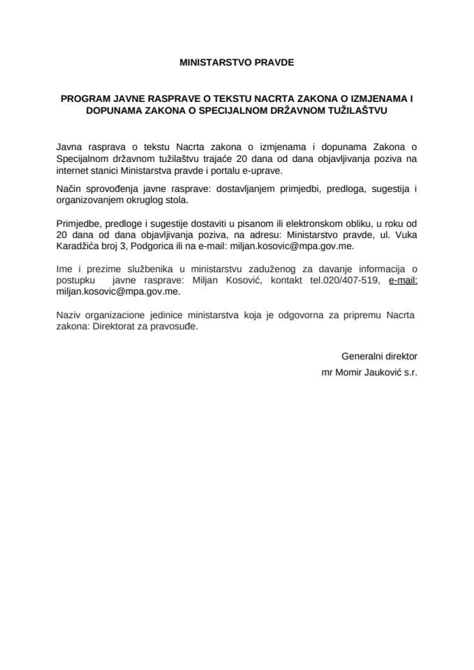 PROGRAM JAVNE RASPRAVE