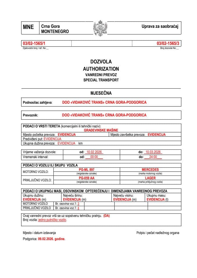 VIDAKOVIĆ TRANS 03-02-1565-feb-mjesečna