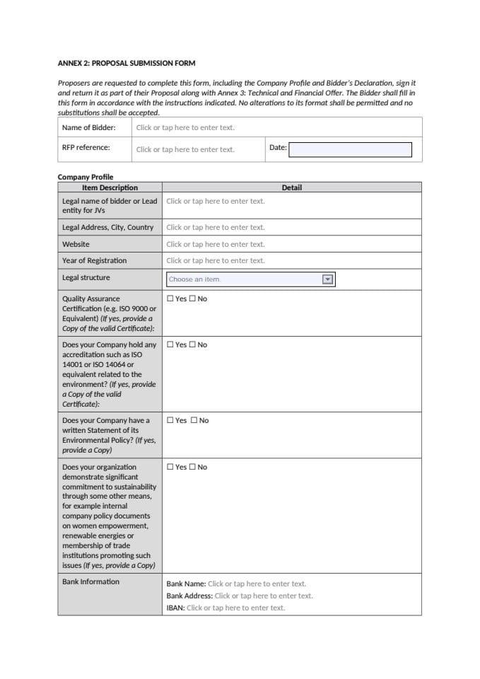 Annex 2 PROPOSAL SUBMISSION FORM RFP 01-26