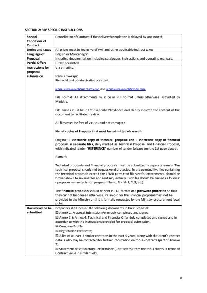 Section 2 SPECIFIC INSTRUCTIONS RFP 01-26