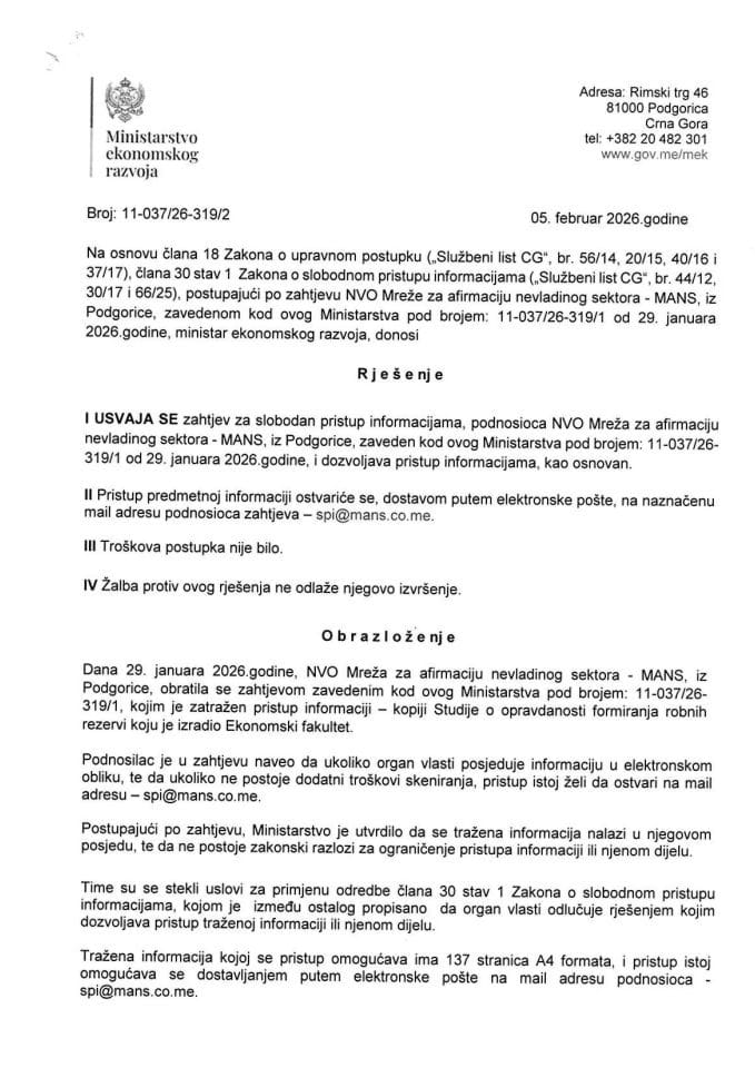 Rješenje MANS 319 26