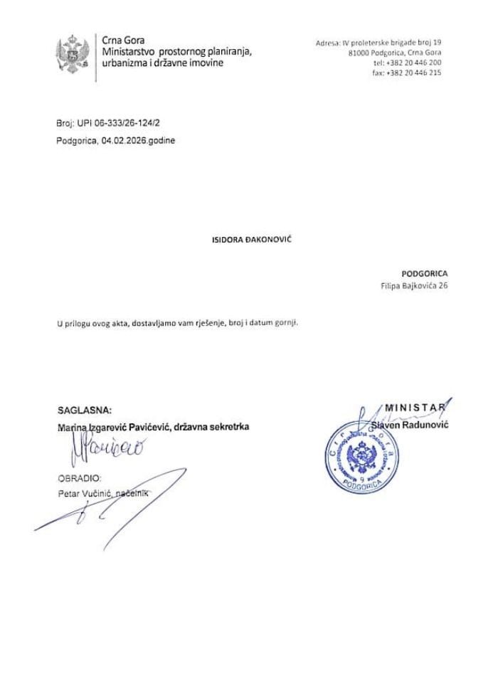 Licenca ovlašćenog inženjera za građevinsku djelatnost - UPI_06_333_26_124_2 ISIDORA ĐAKONOVIĆ