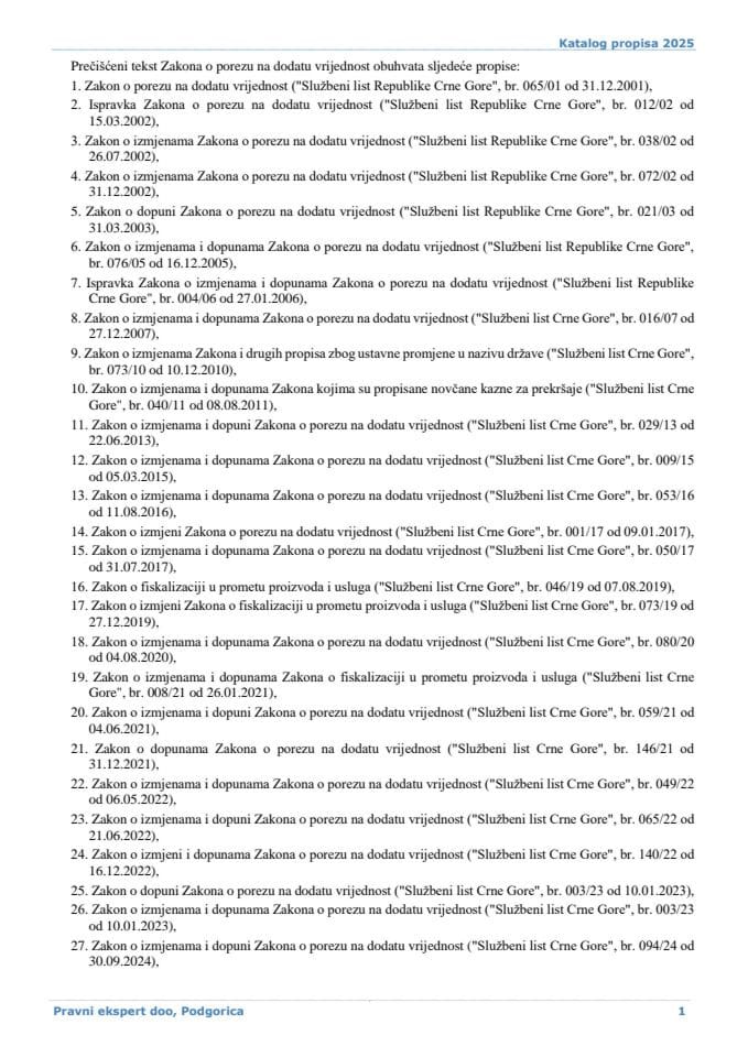 Zakon o porezu na dodatu vrijednost