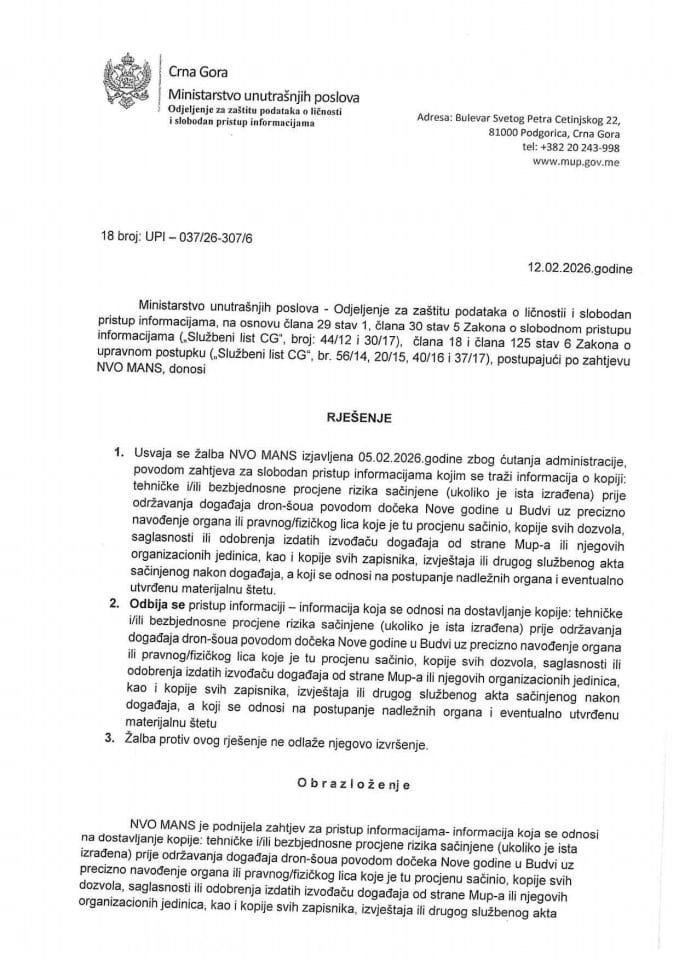 rješenje br. 18-UPI-037/26-307/6