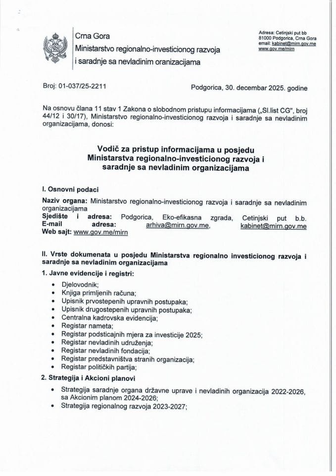 Vodič za pristup informacijama za 2025.