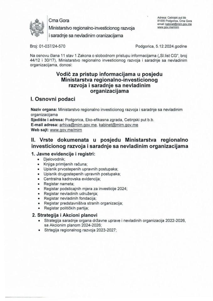 Vodič za pristup informacijama za 2024.