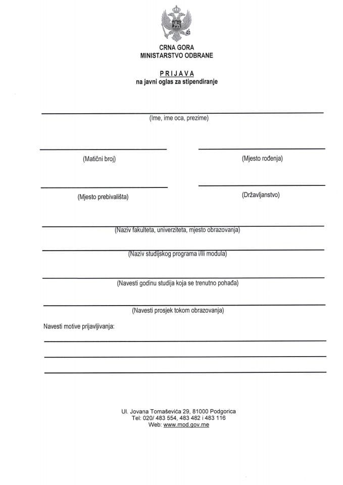 Prijavni obrazac stipendisti 2026