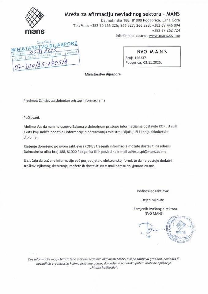 Zahtjev i rješenje 07-910-25-1705