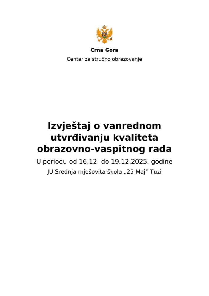 Izvještaj vanredni nadzor-Tuzi