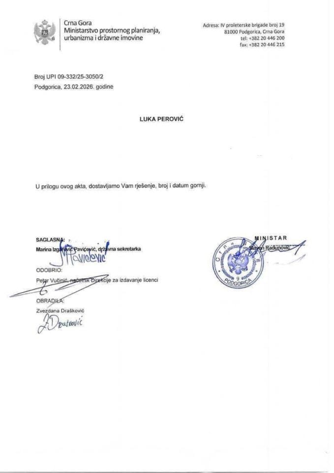 Licenca ovlašćenog inženjera za građevinsku djelatnost - UPI_09_332_25_3050_2 LUKA PEROVIĆ