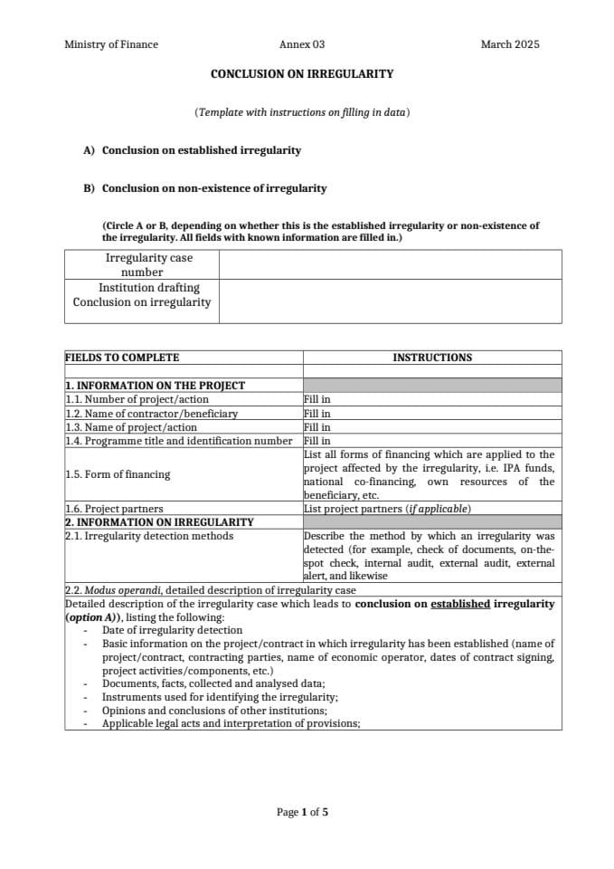 Annex 03_Conclusion on irregularity