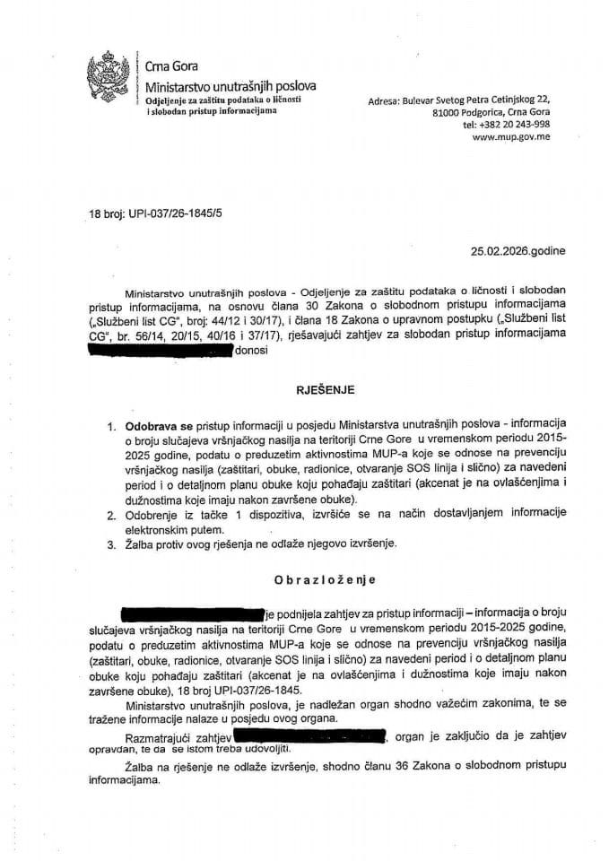 rješenje br. 18-UPI-037/26-1845/5