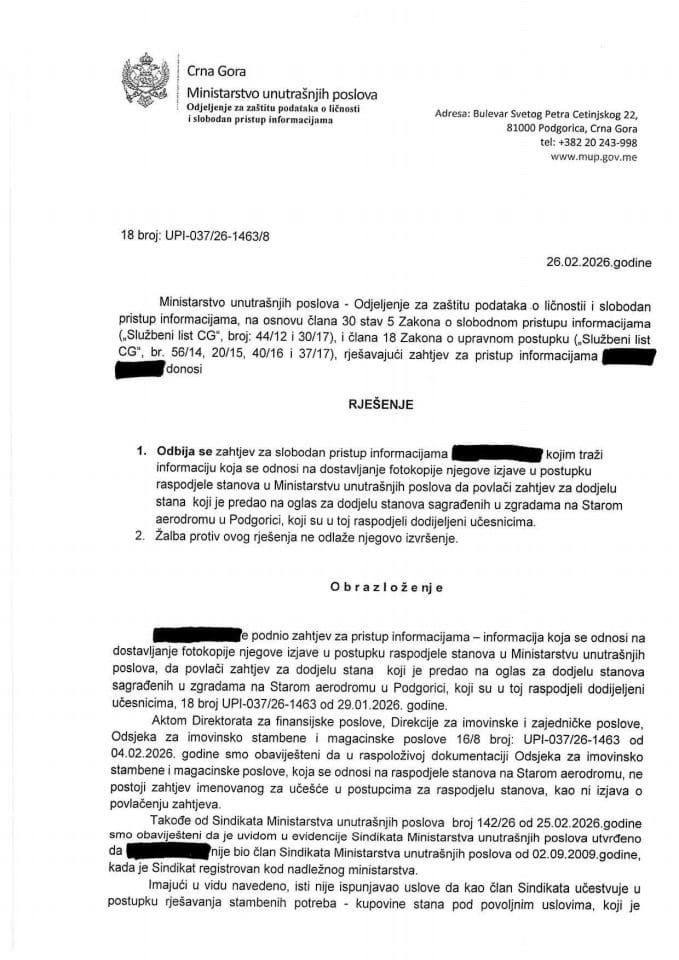 rješenje br. 18-UPI-037/26-1463/8