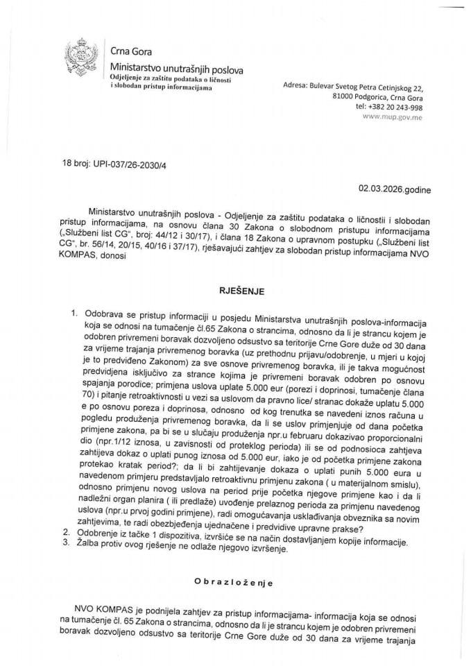 rješenje br. 18-UPI-037/26-2030/4