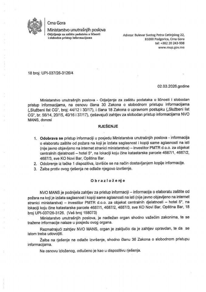 rješenje br. 18-UPI-037/26-3126/4