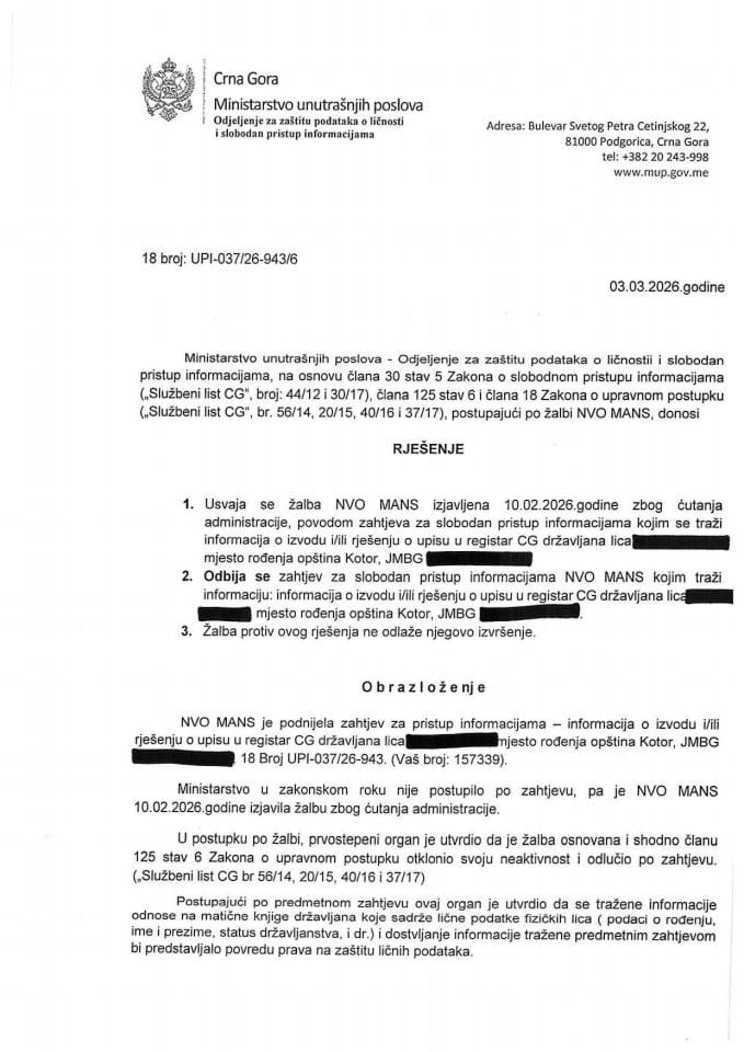 rješenje br. 18-UPI-037/26-3943/6