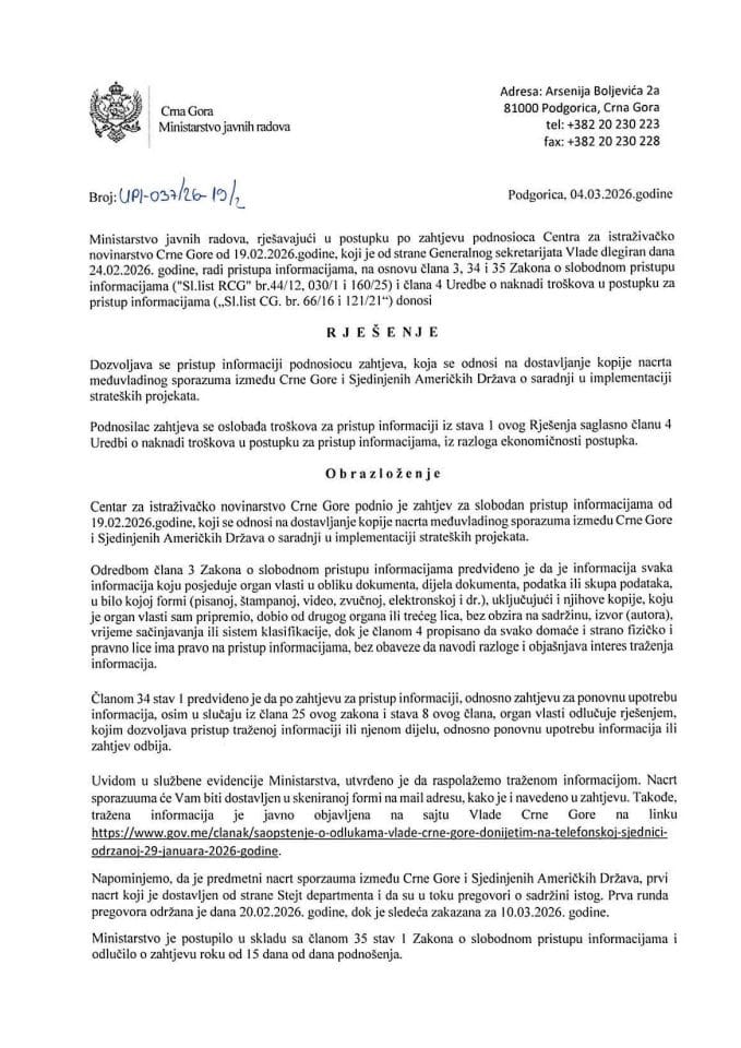 Rješenje o dozvoli -CIN