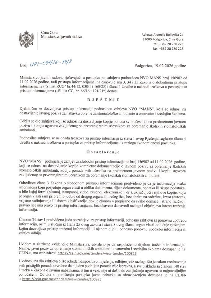 Nvo Mans-rjesenje djelimicno  156902 stomatoloske ambulante