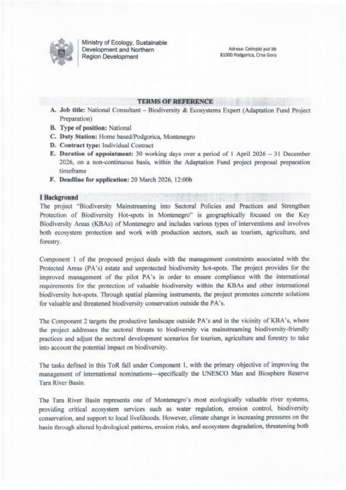 ToR Biodiversity and Ecosystems Expert