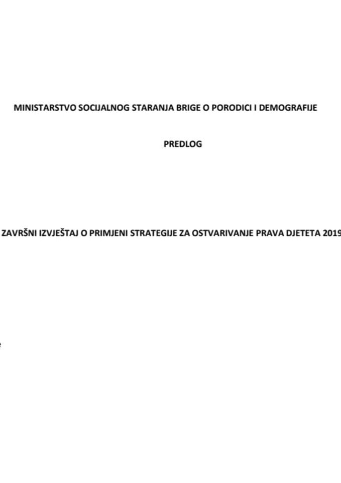 Завршни извјештај о примјени Стратегије за остваривање права дјетета 2019-2023