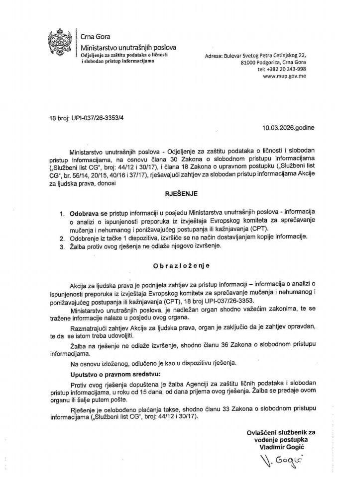 rješenje br. 18-UPI-037/26-3353/4