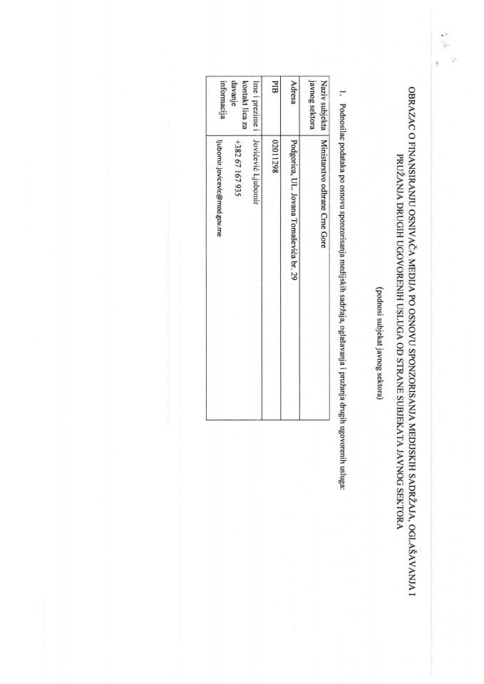 Извјештај о финансирању медија Министарства одбране за 2025. годину