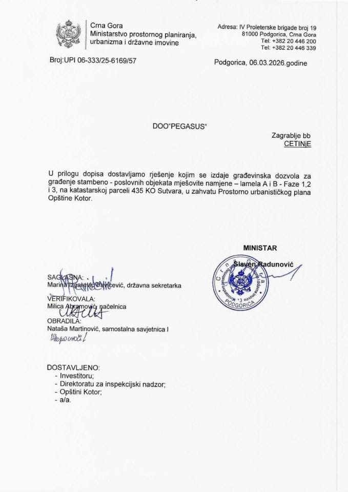 Izdate građevinske dozvole - UPI 06_333_25_6169_57 DOO PEGASUS