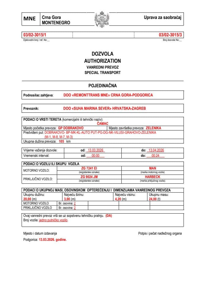 REMONTTRANS MNE 03-02-3015-SUHA MARINA SEVER