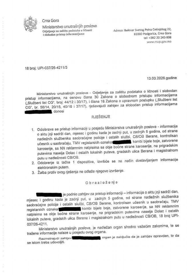 rješenje br. 18-UPI-037/26-4211/3