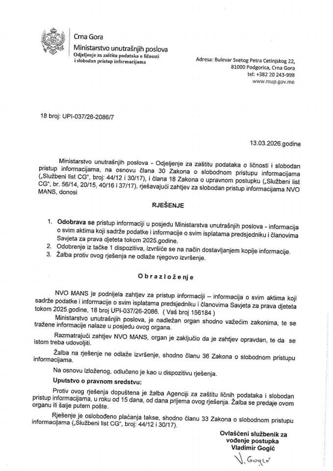 rješenje br. 18-UPI-037/26-2086/7