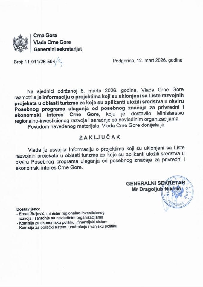 Informacija o aktivnostima vezano za ispunjavanje završnog mjerila 3. za zatvaranje pregovaračkog poglavlja 28 - Zaštita potrošača i zdravlja sa Predlogom akcionog plana za obezbjeđivanje usklađenosti sa EU Regulativom 2024/1938 do pristupanja Crne Gore Evropskoj uniji