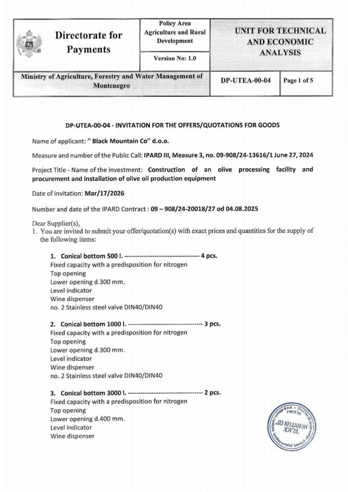 Call for bids 1 - Black Mountain