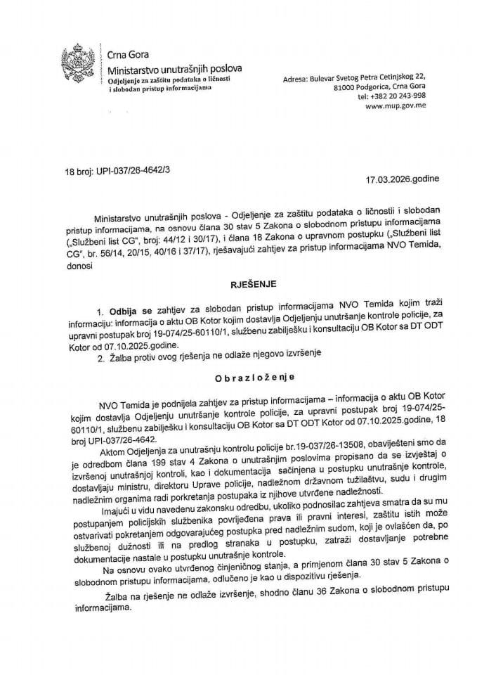 rješenje br. 18-UPI-037/26-4642/3