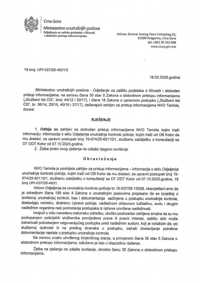 rješenje br. 18-UPI-037/26-4631/3