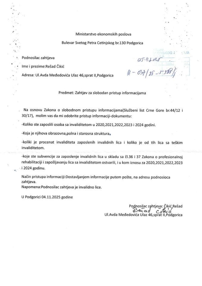 Zahtjev Resad Cikic SPI