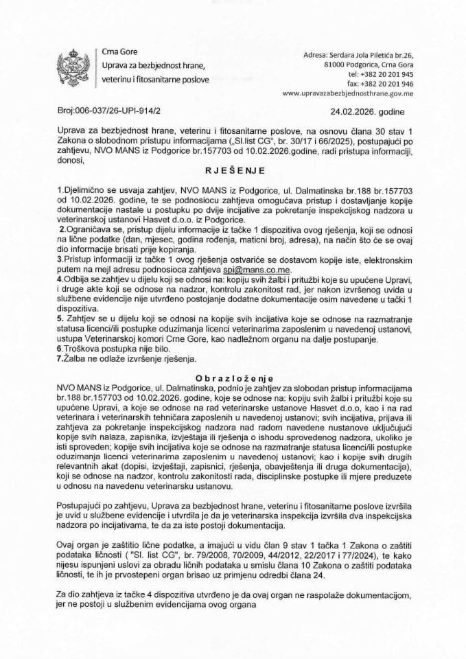 Rješenje 006-037/26-UPI-914/2 sa informacijom