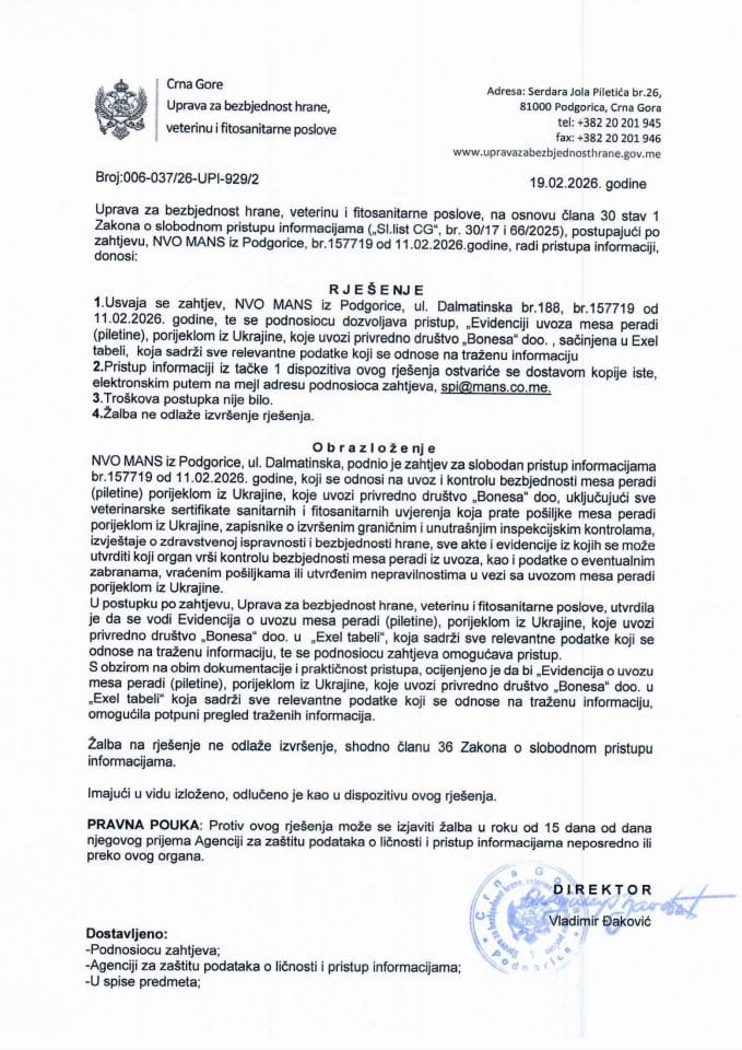 Rješenje 006-037/26-UPI-929/2 sa informacijom