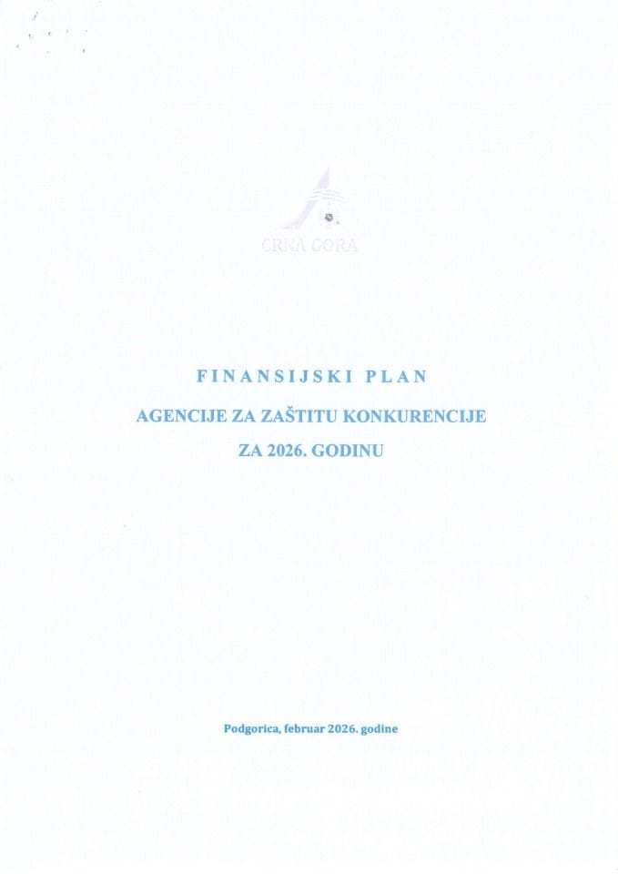 Predlog finansijskog plana Agencije za zaštitu konkurencije za 2026. godinu (bez rasprave)