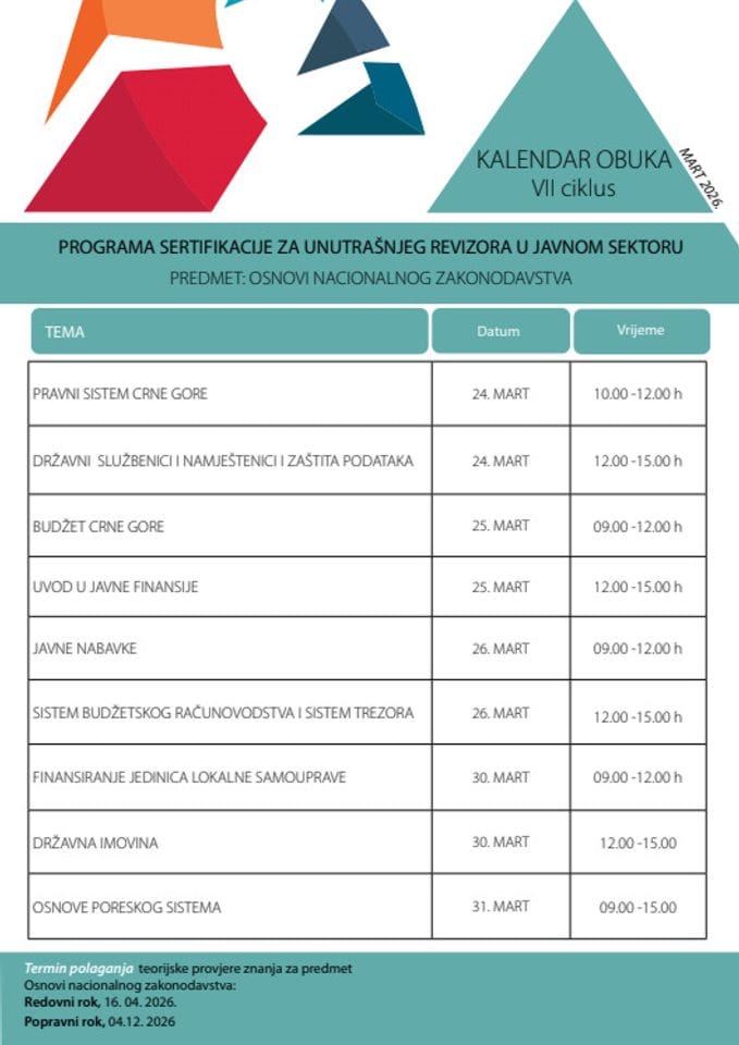 KALENDAR_mart 2026_PREDMET OSNOVI NACIONALNOG ZAKONODAVSTVA