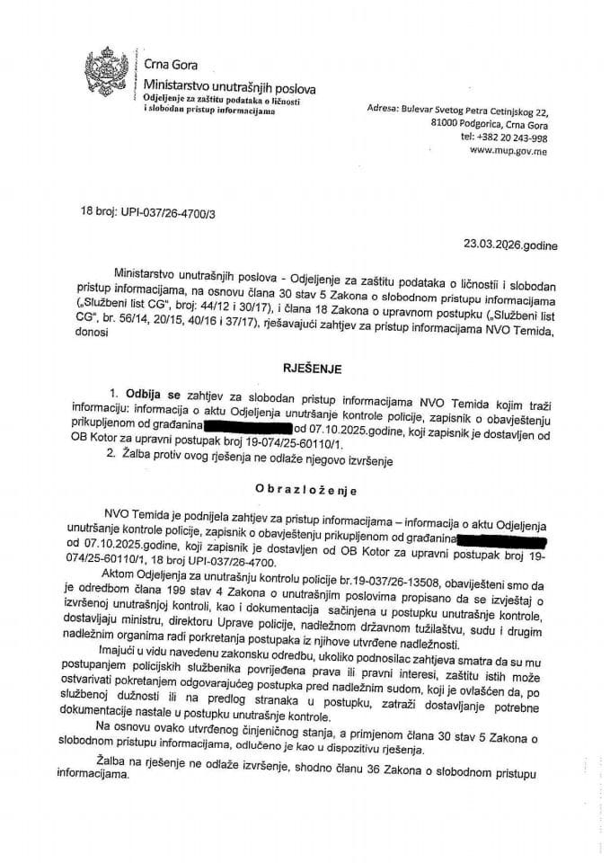 rješenje br. 18-UPI-037/26-4700/3